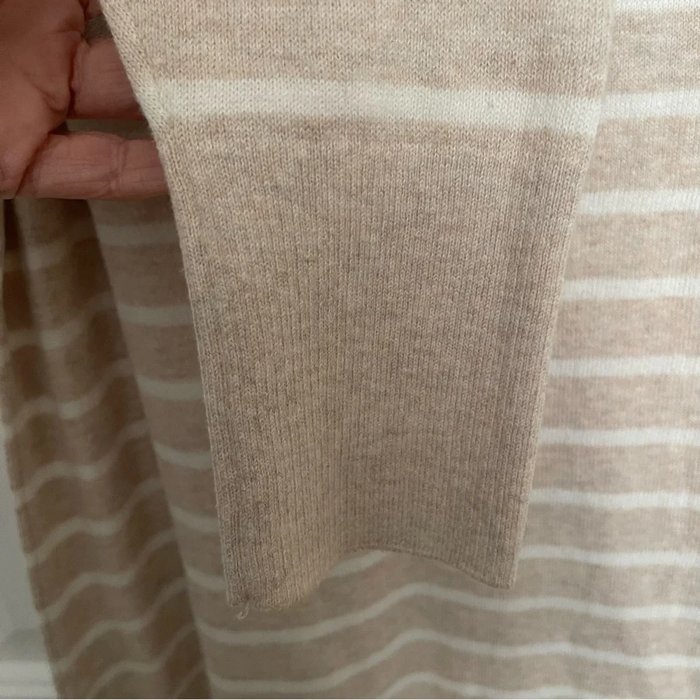J. Crew Striped boatneck tunic sweater tan ivory thin stripe cotton BC543 medium - Picture 9 of 11
